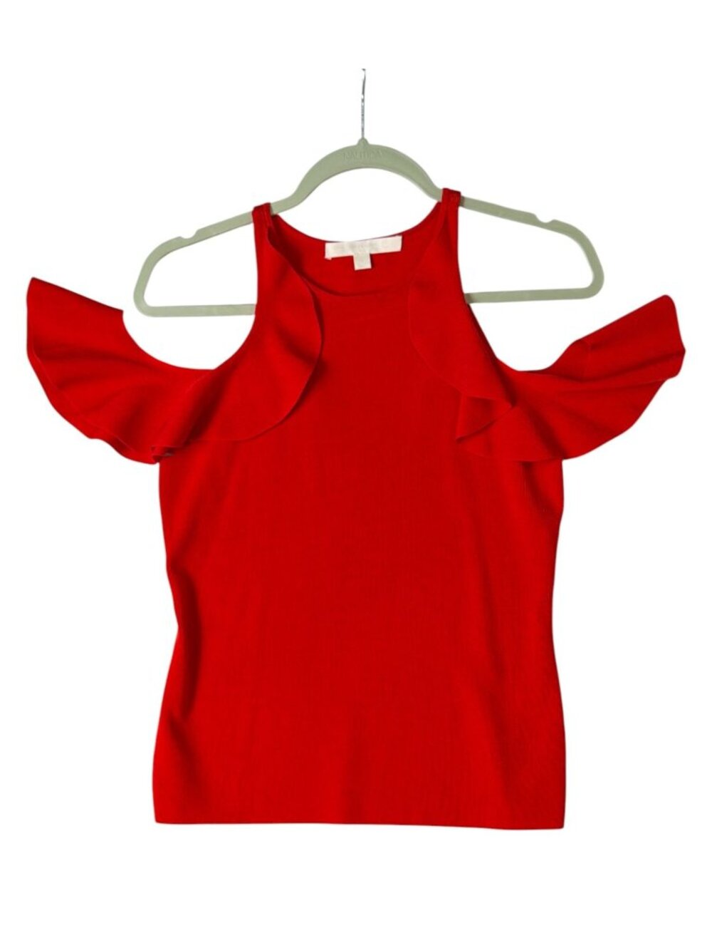 Jonathan Simkhai Red Cold Shoulder Ruffle Sleeveless Top Womens Size M